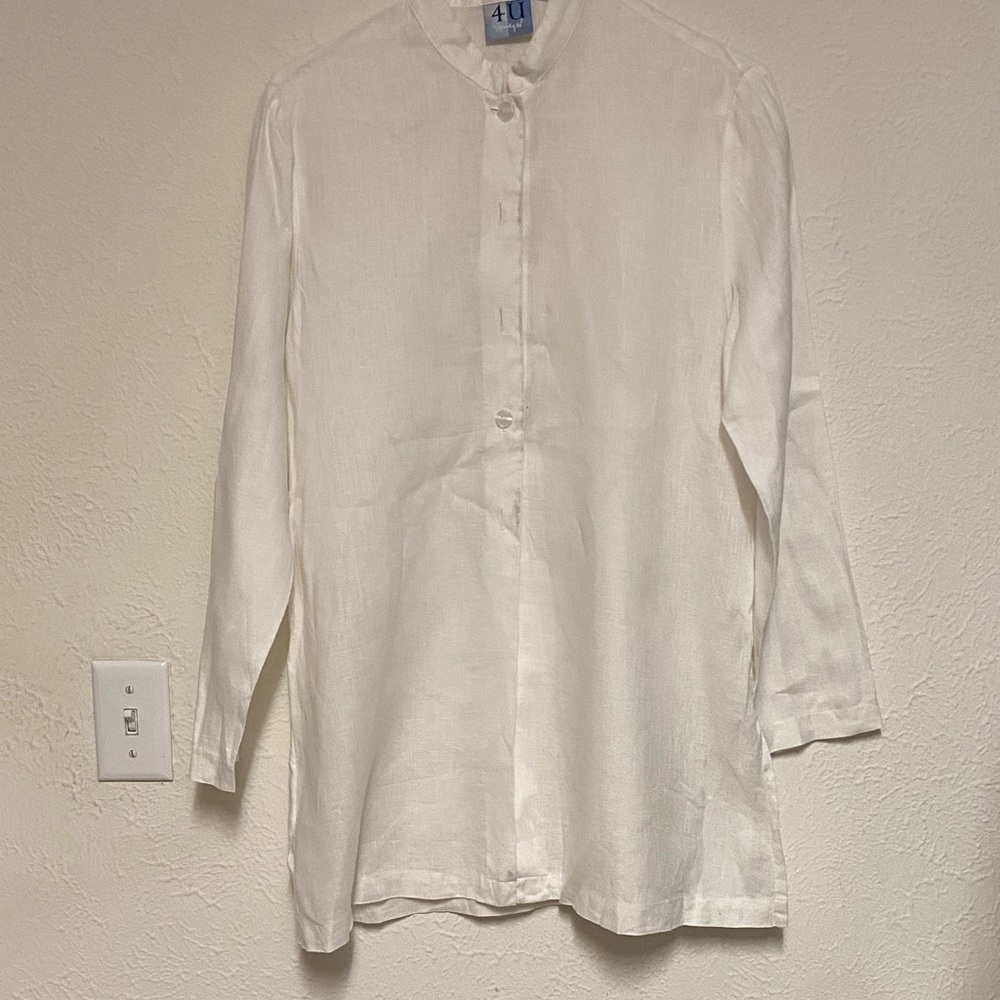 Women’s white linen Long Sleeve Shirt